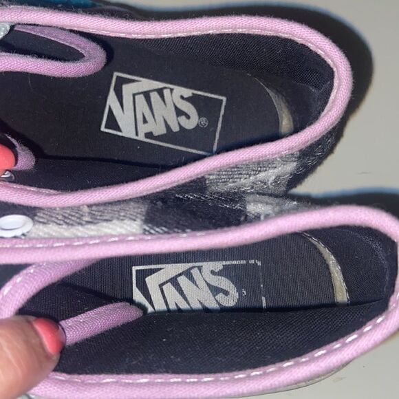 Vans Camryn Black/White Plaid, Turquoise and Purple Trim Womens Size 7 - Picture 10 of 11